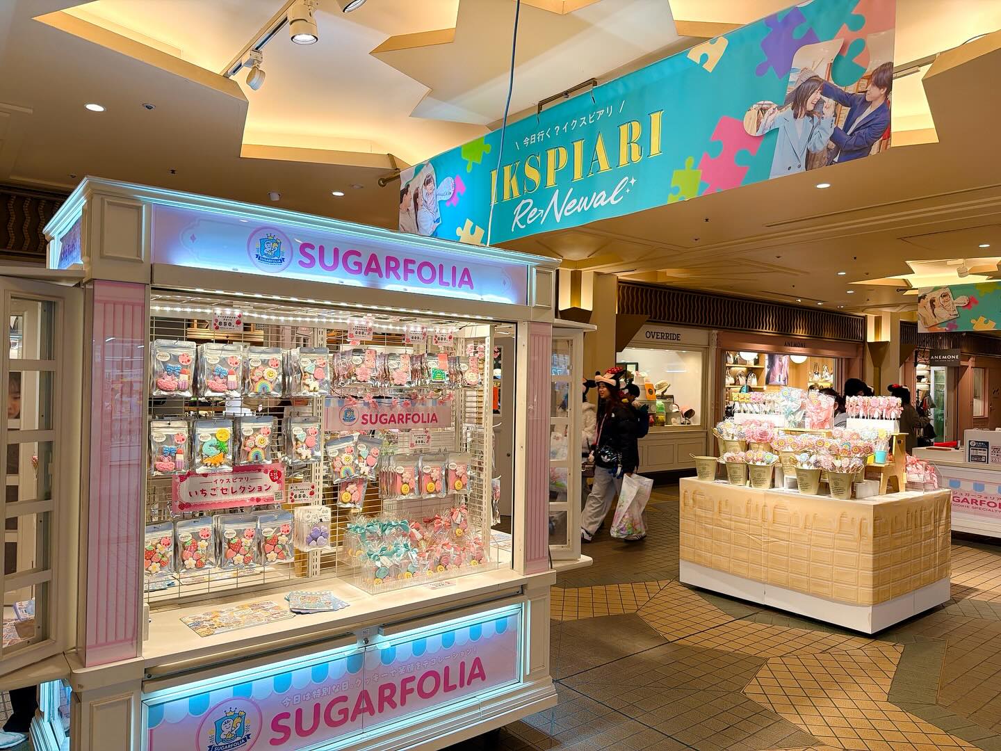 舞浜イクスピアリ出店中🩷

イクスピアリ2F
トレイダーズ・パッセージにて
SUGARFOLIA期間限定ショップがオープン！

館内はもう春の華やかさと
ワクワクが溢れる空間

たくさんのアイシングクッキーを
ずらりと並べて
皆さまをお迎えしております♡

推し活クッキー
卒業ギフト
春のメッセージクッキー
バレンタイン限定デザインも

期間限定
2/15（日）〜2/28（土）
20:00まで（最終日は19:00まで）

お近くの方、インパする方
はぜひ遊びにいらしてください
お待ちしております♡

ワゴンのデザインは
@komaki_design_2 
コマキさん　いつもありがとうございます
ーーーーーーーーーー

アイシングクッキー専門店
SUGARFOLIA
栃木県足利市朝倉町2-3-1
パークハイム1階

オーダー